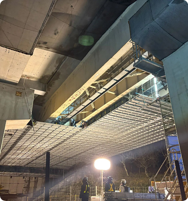 JRの橋梁補修工事を中心に施工と材料開発、工法にまでこだわる